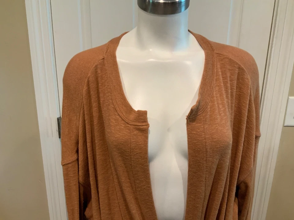 Free People FP Beach Caramel Brown Long Belted Cardigan, Size S - Image 2 of 4