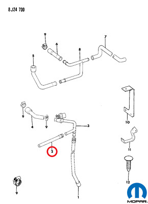 Original MOPAR 52003881 Kühlerschlauch JEEP CHEROKEE COMANCHE WAGONEER Neu