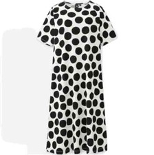 Marimekko Uniqlo Spot Geo Print Monochrome A Line Tunic Midi Dress Size S 8 10