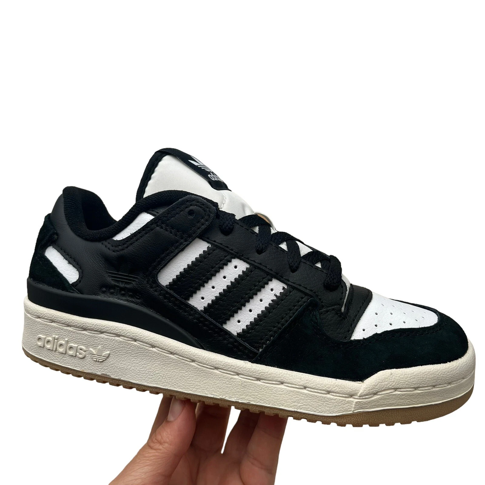 Sneakers Adidas Forum Low CL in pelle ragazzo giovane taglia 3 5 nero bianco con lacci