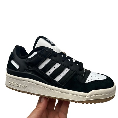 Adidas Forum Low CL Youth Boy's Leather Sneakers Size 3.5 Black/White Lace Up