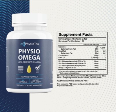PhysioTru Physio Omega - Omega 3 - Sustainably Sourced - with DPA, EPA, DHA 60ct