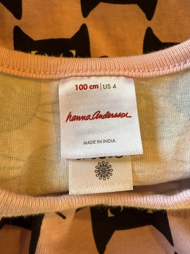 Hanna Andersson Girls Long Sleeve Cotton Pink Black Cat Pocket Dress 4T! EUC! - Picture 5 of 6