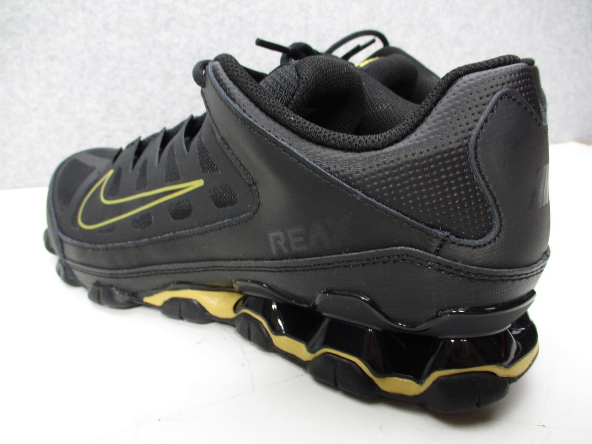 Nike Reax 8 TR Mesh Mens Sz 10 Black Gold Running Training 