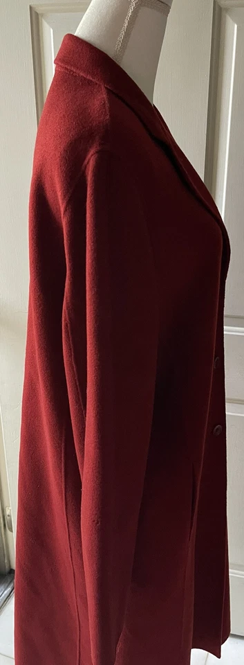 Abrigo largo con botones Valerie Stevens 100 % lana pura rojo talla L Foto 3 de 4