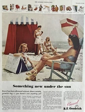 1945 BF Goodrich Koroseal Materia Beach Raincoat Waterproof Vintage Print Ad