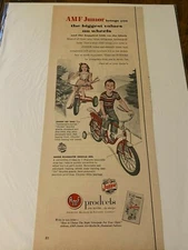 1953 AMF Junior Vehicles Little Boy And Little Girl Riding ad
