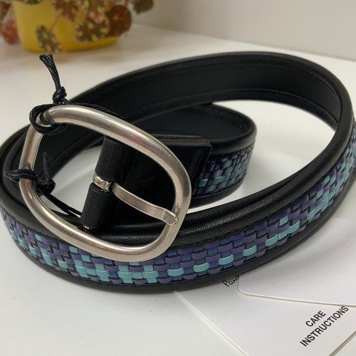 Designer Paul Smith Black Blue Woven Leather Belt Size 34” BNWT RRP £135 - Picture 3 of 9