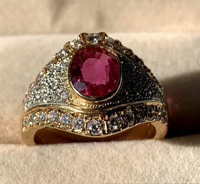 K18 /Pt900 Ruby 2.00ct Diamond 1.02ct 11.5g - X3926 | eBay