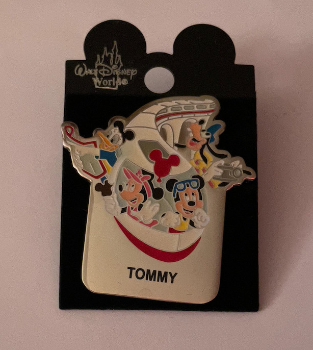 NEW Disney Pin on Card. Tommy Name Pin. Mickey and Gang on The Monorail.