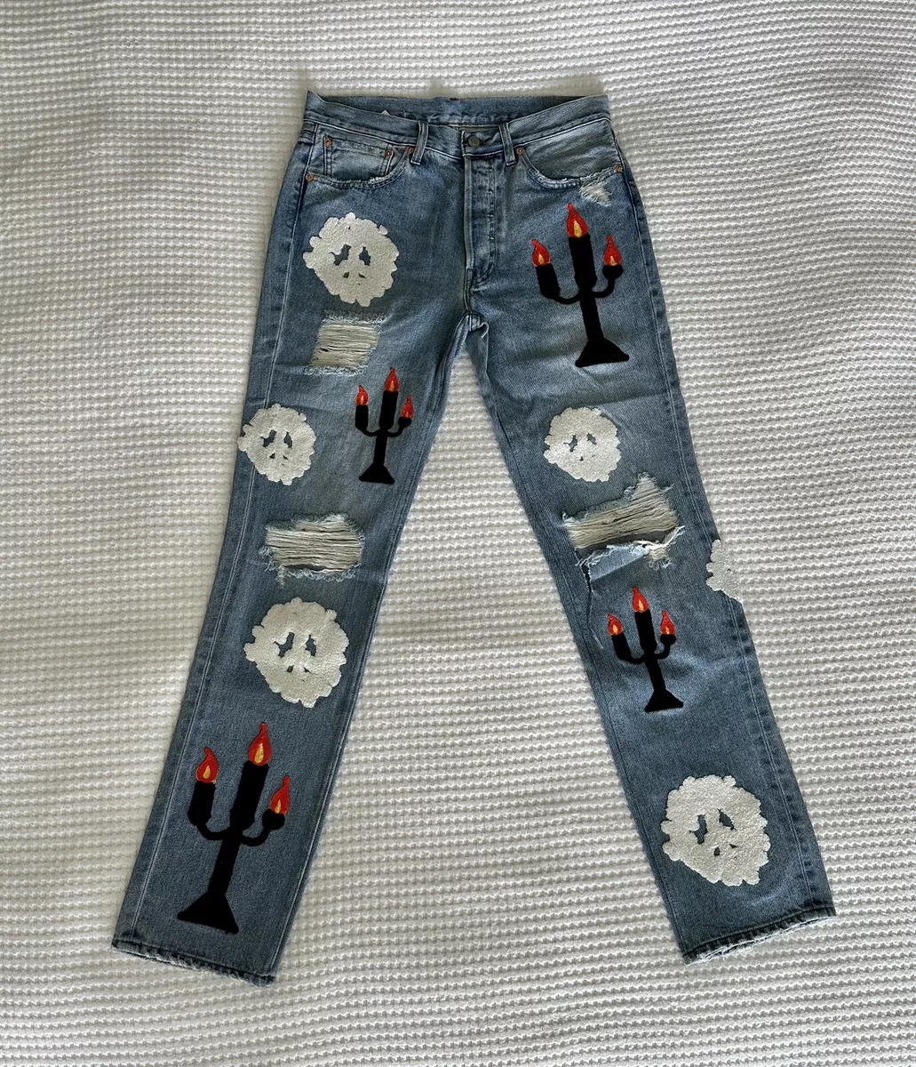 Denim Tears x Virgil Abloh Message in a Tear Embroidered Jeans