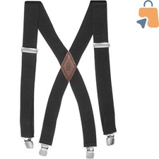 Men's Big  Tall Adjustable Terry X-Back Suspenders - Stylish Black Accessory