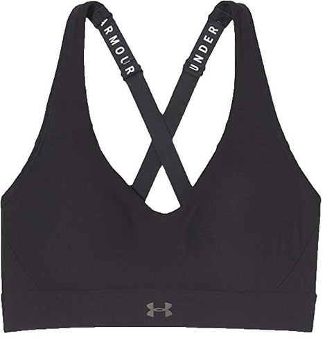 Under Armour HeatGear Authentics Mid Impact Branded Sports Bra