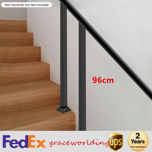 2x38" Black Deck Railing Handrail Stair Balusters Post Square Metal Fence Post