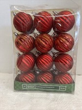 Holiday Time Shatterproof Ball Ornaments 24 pc. Red Christmas Tree Decor New