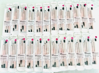 Real Techniques 56-Pc BULK/LOT Brow Styling Set, Dual-ended Makeup Brushes 3 Pc.