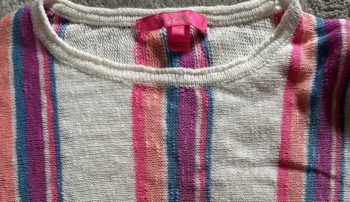 Lilly Pulitzer Rozalia Stripe Cotton Sweater Tassels Wms XS - Picture 7 of 9