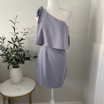 superdown jenna one shoulder dress Superdown Jenna One Shoulder Mini Dress Sz M Gray/Taupe
