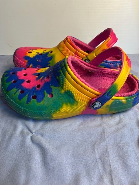 Tie Dye Crocs Classic Lined Comfort Clog Unisex Men 6 Women 8
