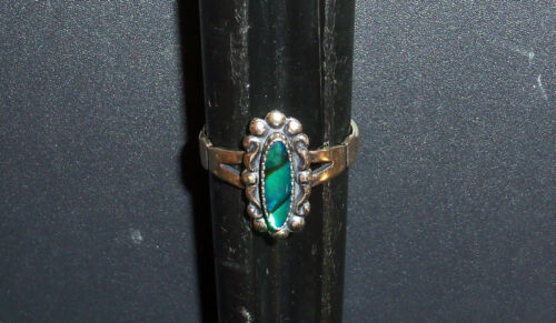 STERLING SILVER LADIES GREEN/BLUE PAUA SHELL RING - MOST SIZES 4 - 7.5 AVAILABLE - Picture 2 of 11