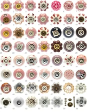 Cupboard Kitchen knobs Ceramic in Pink, White, and Purple Door Drawer Pulls