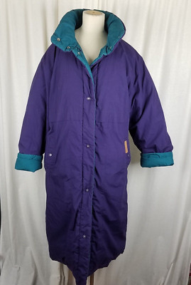 JG Hook Reversible Goose Down Puffer Parka Long Maxi Coat Womens M Funnel Neck