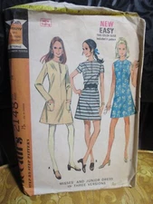 McCall's 2148 A-Line Dress w Sleeve Variations, Buttons & Pockets Sz 12 CUT