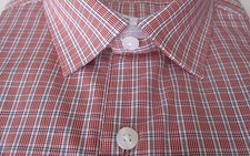NEW PENGUIN MUNSINGWEAR RED PINK PLAID MEN DRESS SHIRT 16.5 LONG SLEEVE 36/37
