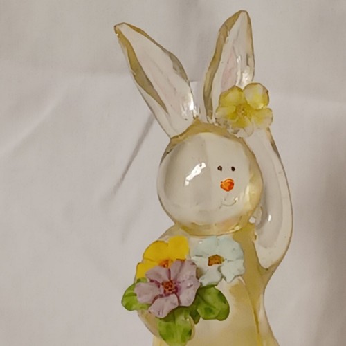 Ganz durchscheinend Acryl gelb Hase Kaninchen mit Strauß 53⁄4"" T extrem süß - Bild 3 von 6
