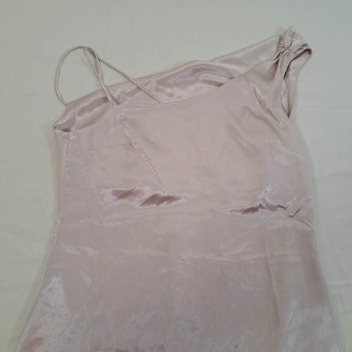 TOPSHOP Champagne Mini Dress Cowl Slip Asymmetric Satin BNWT Women's UK 10 - Picture 11 of 16