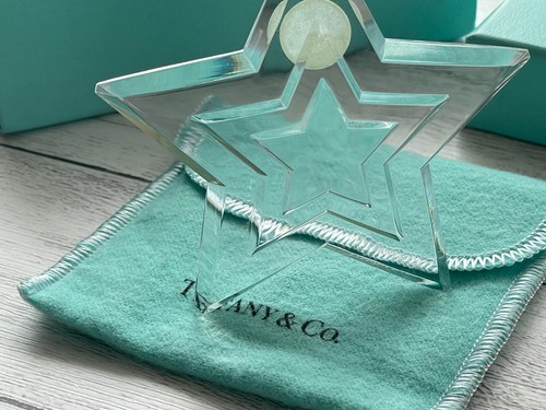 Tiffany & Co. Christmas Ornament Crystal Glass Star w/ Pouch & Box Mint RARE - Picture 13 of 16