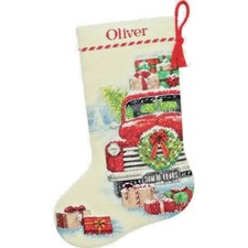 Counted Cross Stitch Kit SANTA'S TRUCK Stocking Dimensions