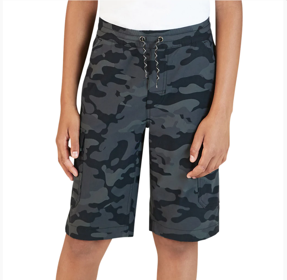 NEW Weatherproof Vintage Youth Cargo Short, Black Camo