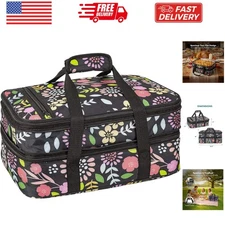 Insulated Casserole Carrier - 16"x11"x8" Food Carrier with Expandable Compart...