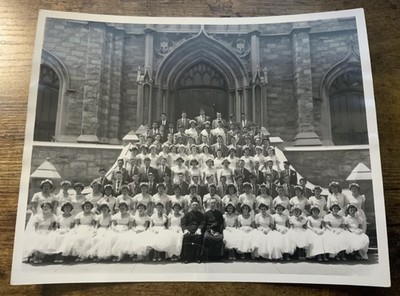 Vintage Photo Religious Cathedral School Group People Women Men