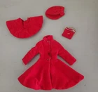 Vintage Skipper Barbie OUTFIT 1963 Red Coat Swing Coat Skirt Hat Purse