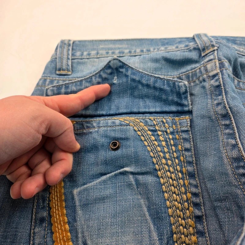 2749 Songs Of Freedom Y2K Straight Jeans Blue W36 L32 Streetwear Skater Hiphop image 4