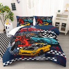 AILONEN Racing Car Comforter Set Full Size, Cool Speed Race Car Bedding Sets for