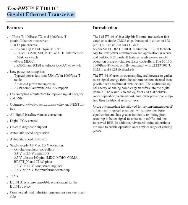 LSI L-ET1011C2-CI-DT L-ET1011C2-C-DT Gigabit Ethernet Transceiver - Image 3 of 3