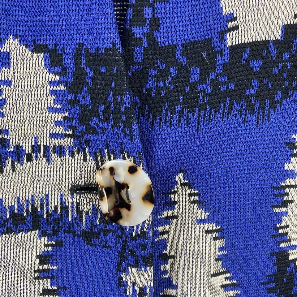 Blazer Ming Wang PL Petite Azul Negro Beige Tejido Abstracto Manga 3/4 Botón Foto 4 de 4