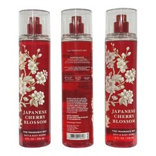 Bath  Body Works JAPANESE CHERRY BLOSSOM Fine Fragrance Mist 8 oz 3-PACK 