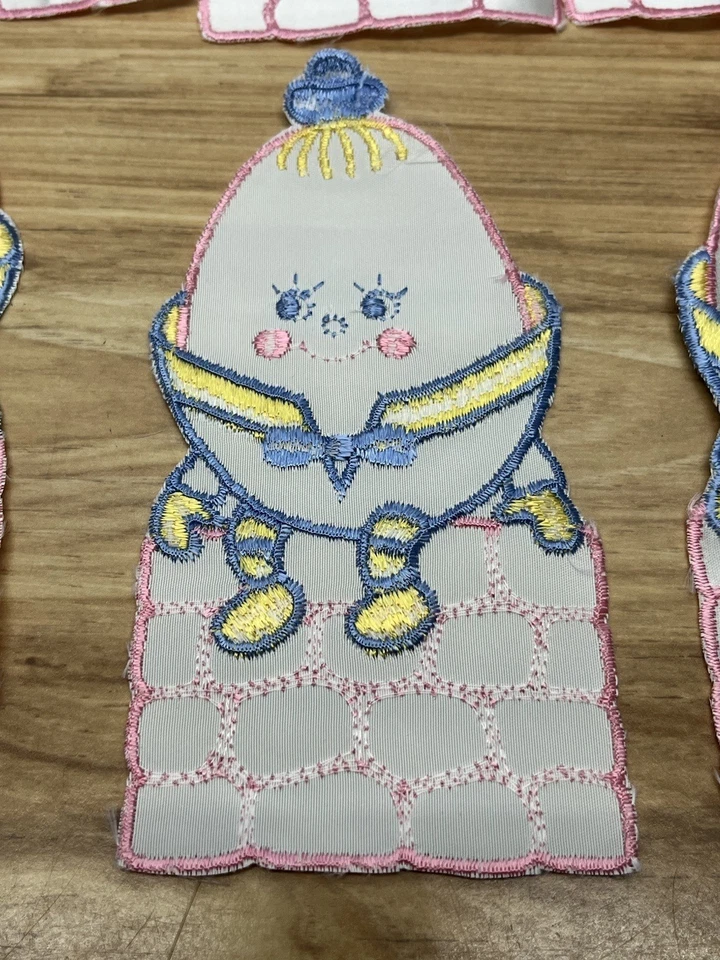 8X Humpty Dumpty Appliqué Patch Egg Baby Embroidered Sewing Nursery Rhyme - Image 4 of 4