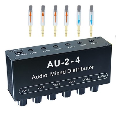Compact 4-Channel 3.5mm Audio Mixer and Headphone Amplifier for Studio Use