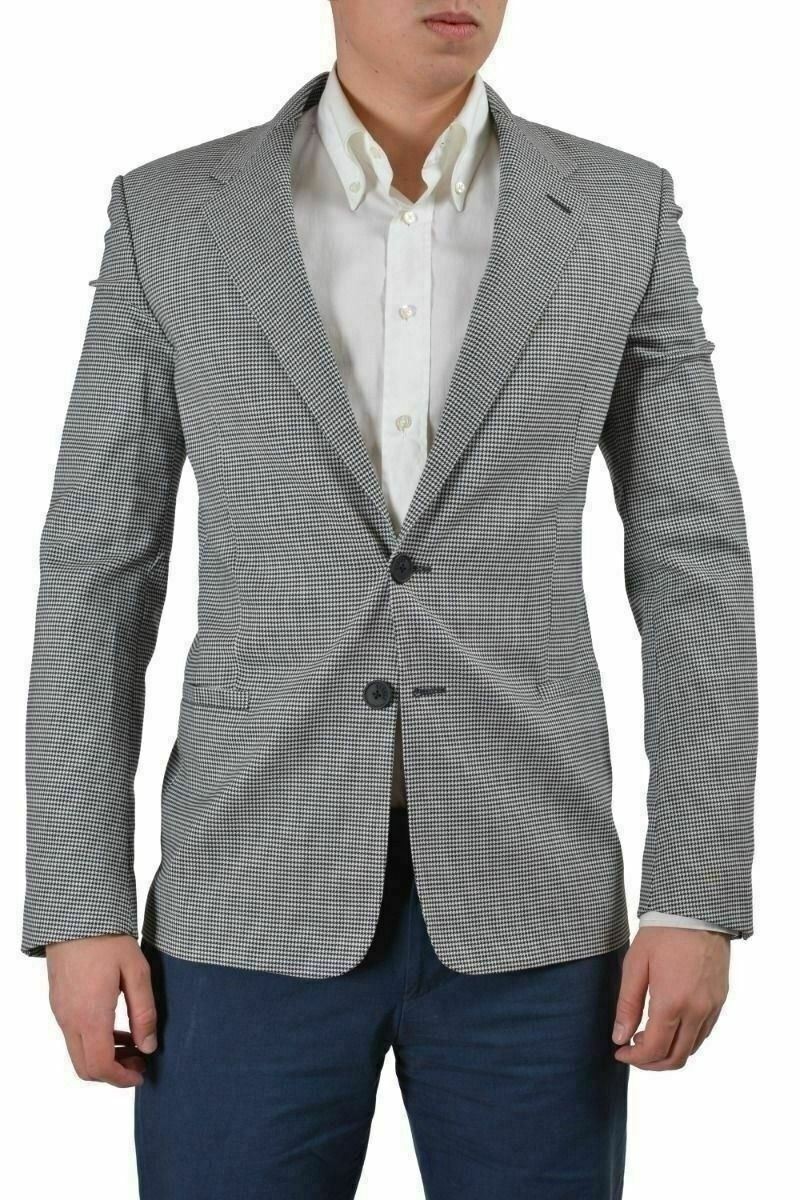 Мужское многоцветное шерстяное спортивное пальто-блейзер на двух пуговицах от Versus Versace, размер US 38-48