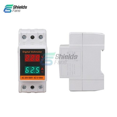 AC 20-500V 100A Din Rail Single-phase Digital Voltage LCD Voltage Current Meter