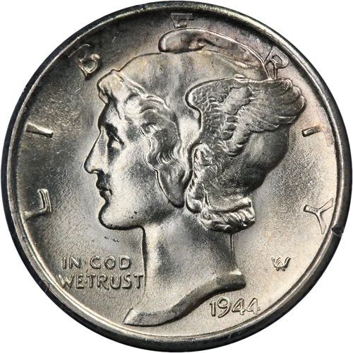 1944-S Mercury Dime Rattler Holder PCGS MS65 Superb Eye Appeal
