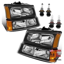 Headlight Assembly Compatible With 2003-2006 Chevy Blackclearamber Wbulb