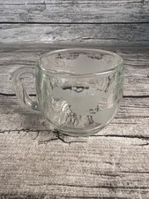 Vintage Nestle Mug Globe World Clear Glass Cup Coffee Tea Etched