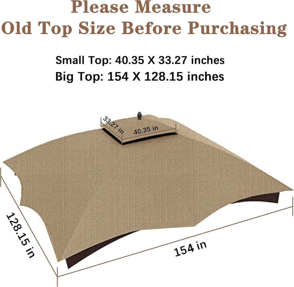 Replacement Top for Lowe's Allen Roth 10X12 Gazebo Model #GF-12S004B Khaki - Image 4 of 4