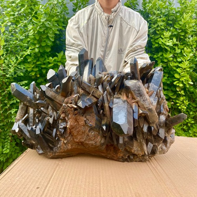 #ad #ad 57.76LB Natural Black Smoke Color Quartz Cluster Crystal Specimens Mineral Heali $2590.00